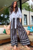 Bloc Stripe Wide Leg Pant Black & Storm